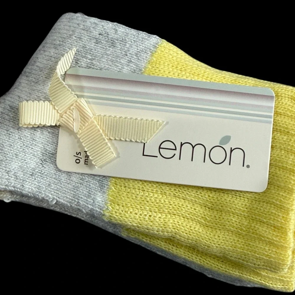 Lemon The Lemon Collection Women's Crew Socks Gray/Yellow One Size (3 Pack)